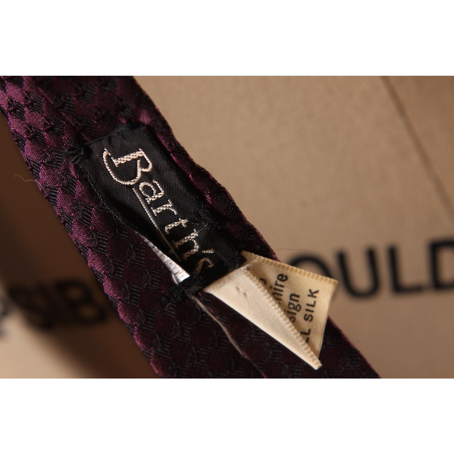 1960s Dark Purple Red and Black Patterned Necktie Tie by Barth's
