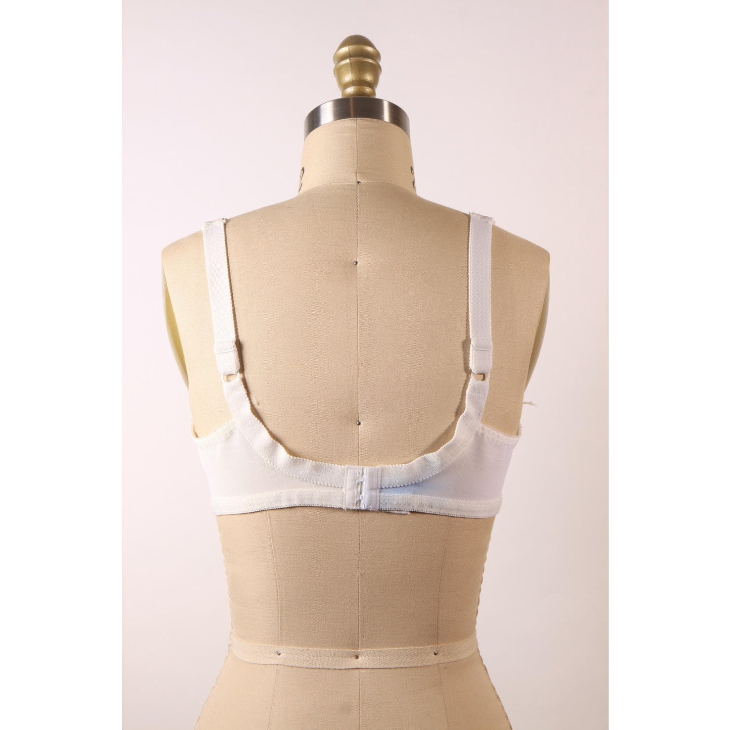 1970s White Criss Cross Sheer Floral Lace Bra by Montgomery Ward-38B