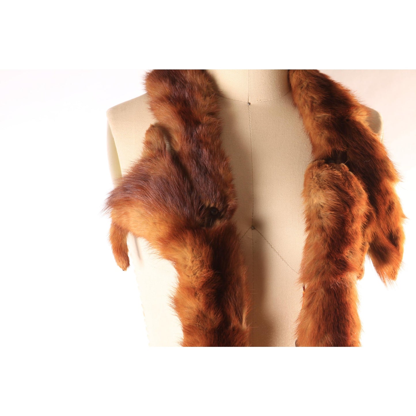 1950s Reddish Brown Mink Fur Three Piece Fur Wrap Shawl