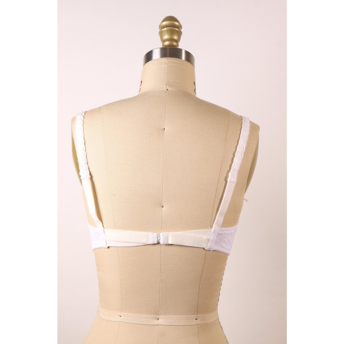 1970s White Padded Cup Floral Lace Pink Star Detail Bra by Fredericks of Hollywood-36B and 36C