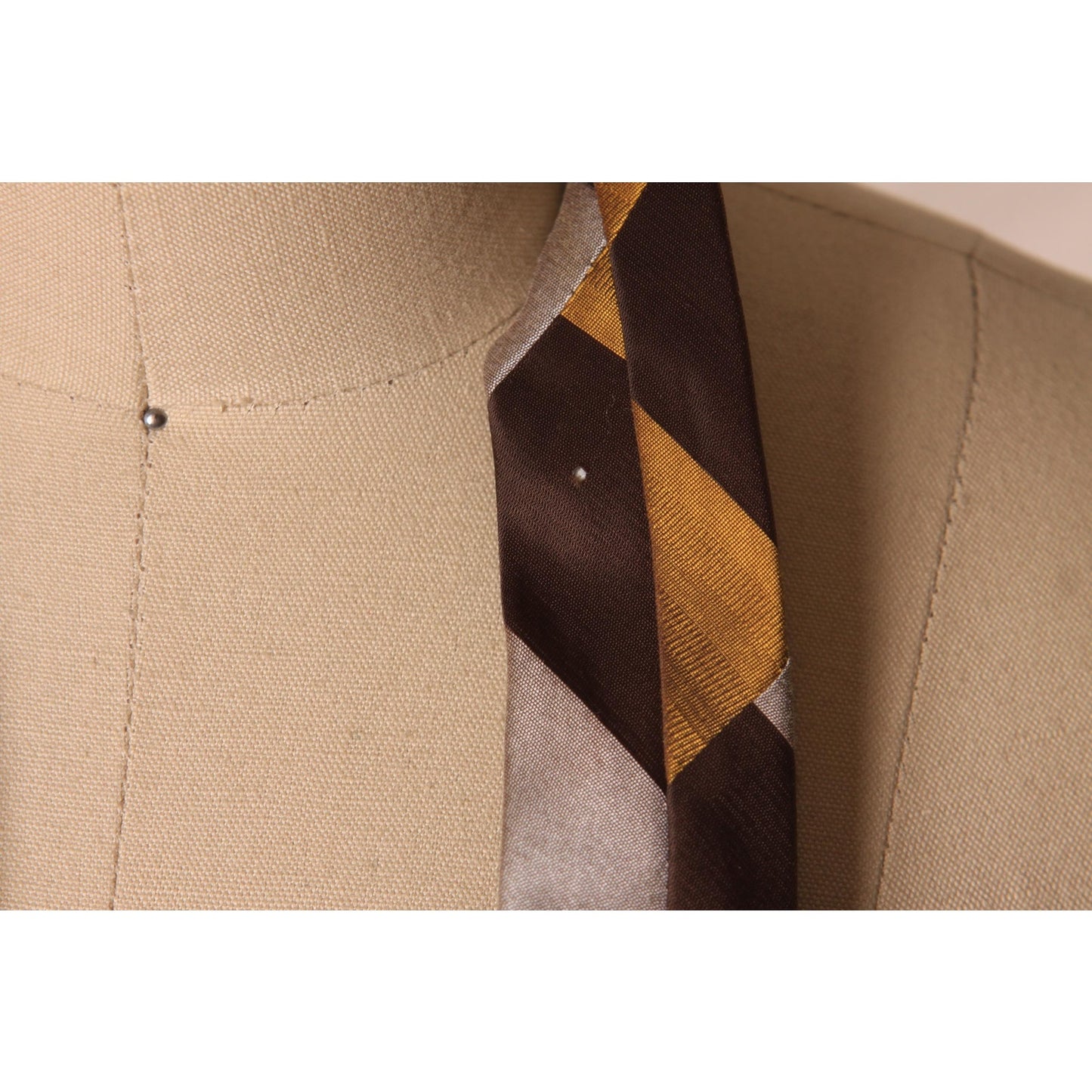 1960s Brown, White and Yellow Striped Necktie Tie by Ties