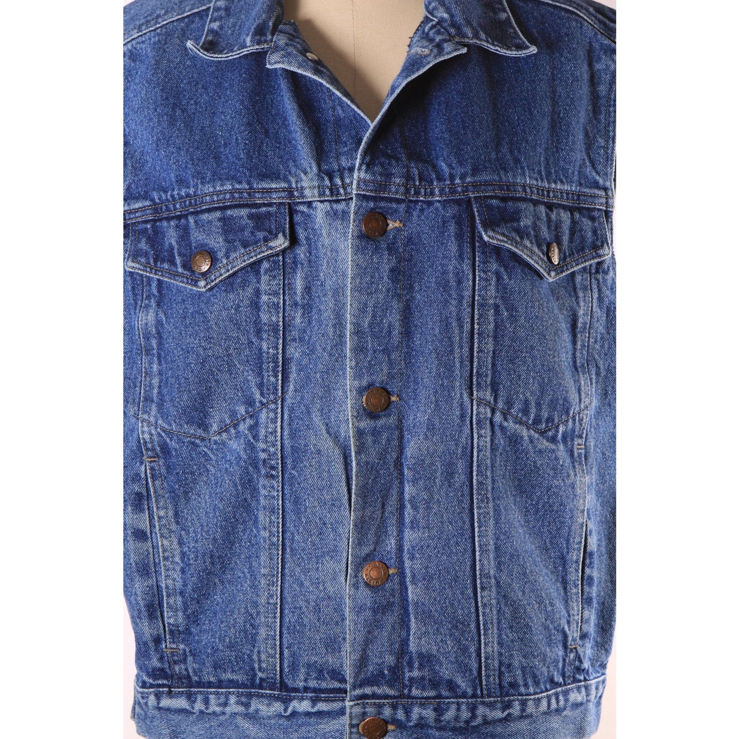 1990s Blue Denim Sleeveless Button Down Mens Vest by Calvin Klein -L