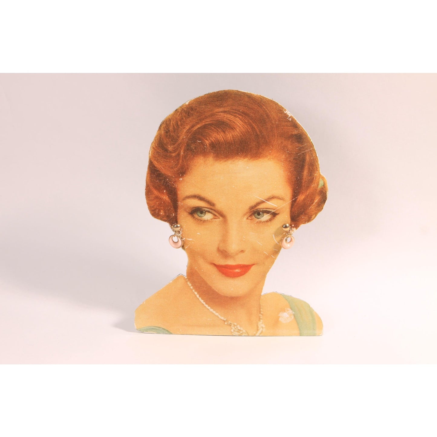 1950s Gold Tone Metal and Pink Plastic Half Moon Clip On Earrings
