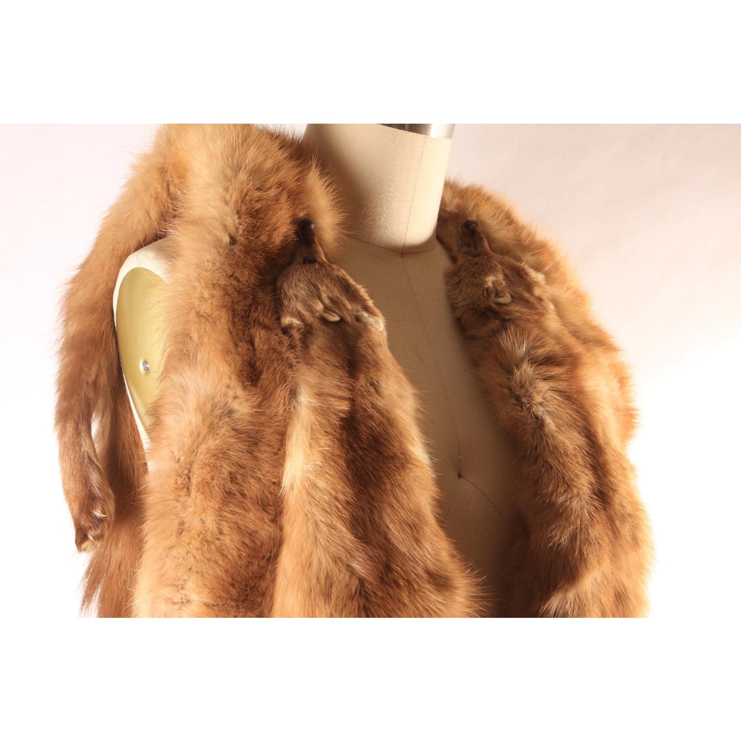 1950s Brown Four Piece Mink Fur Pelt Shawl Wrap