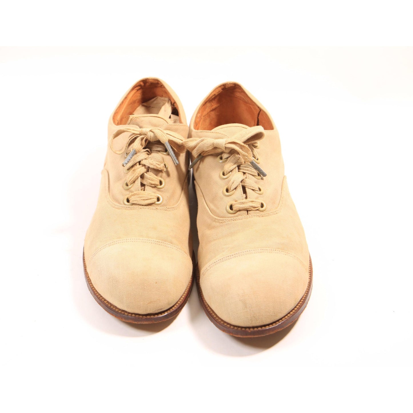 Antique 1920s Tan Fabric Nubuck Dress Oxford Mens Shoes