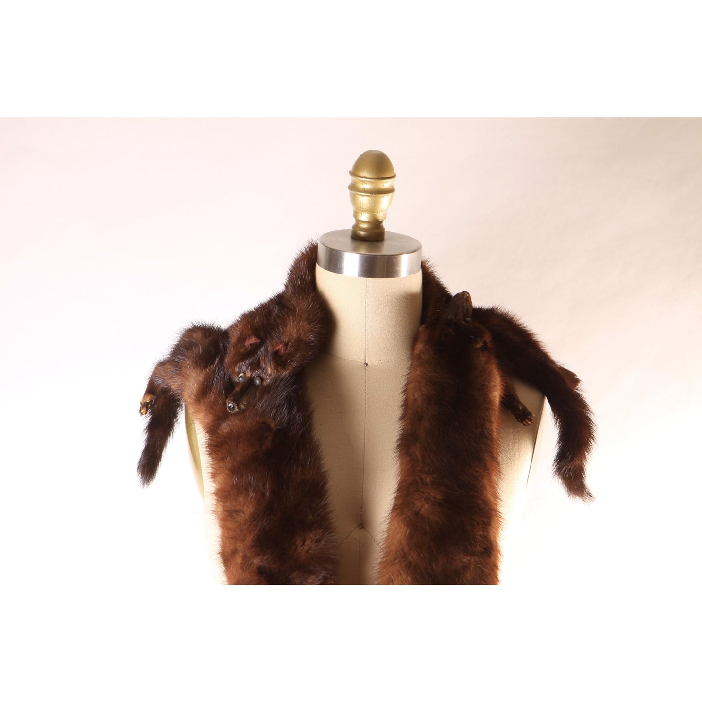 1950s Dark Brown Three Piece Mink Pelt Fur Shawl Wrap by Polar Crown Furs McDaniels
