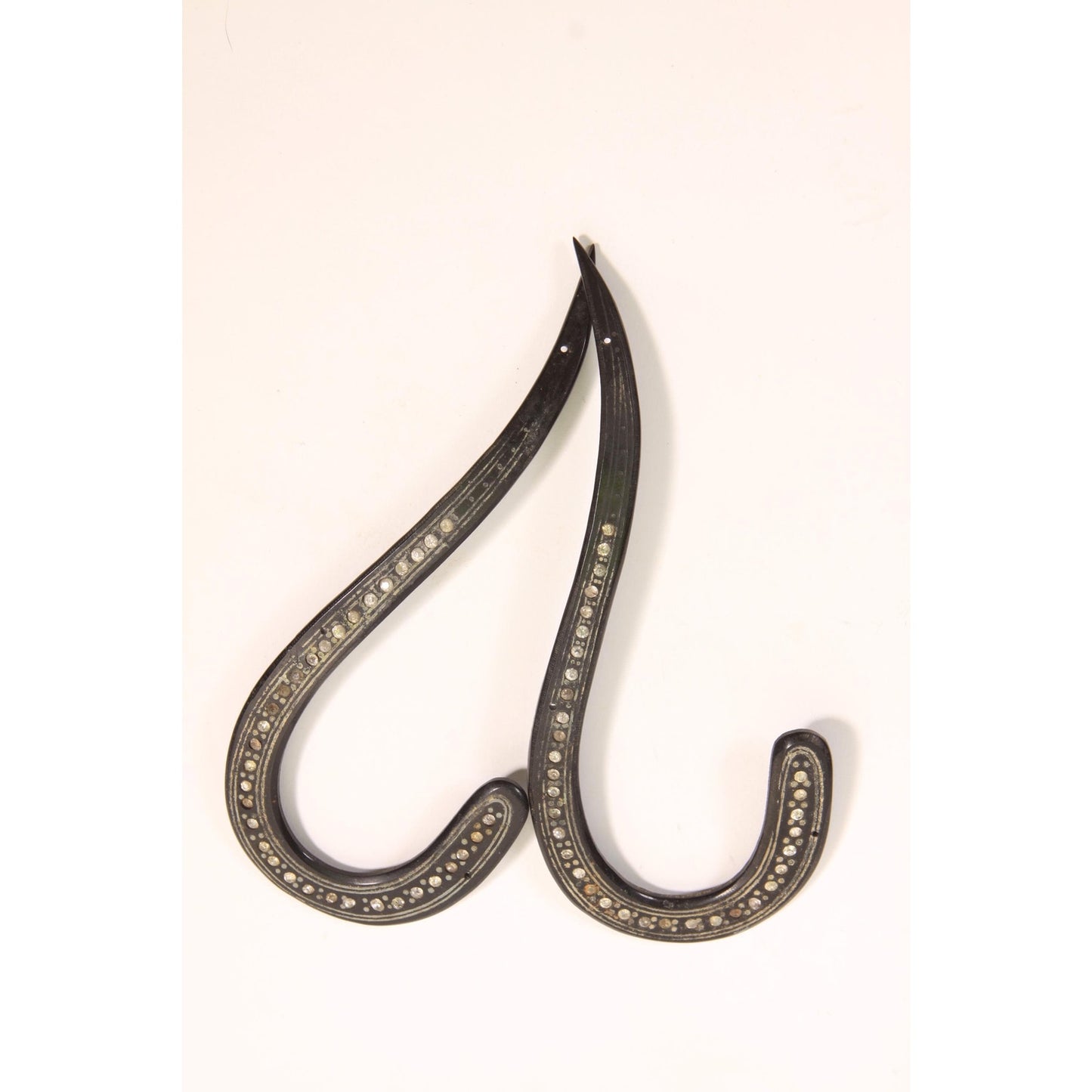 Antique 1920s Celluloid Black Rhinestone Detail Curved Millinery Hat Flashing Trim