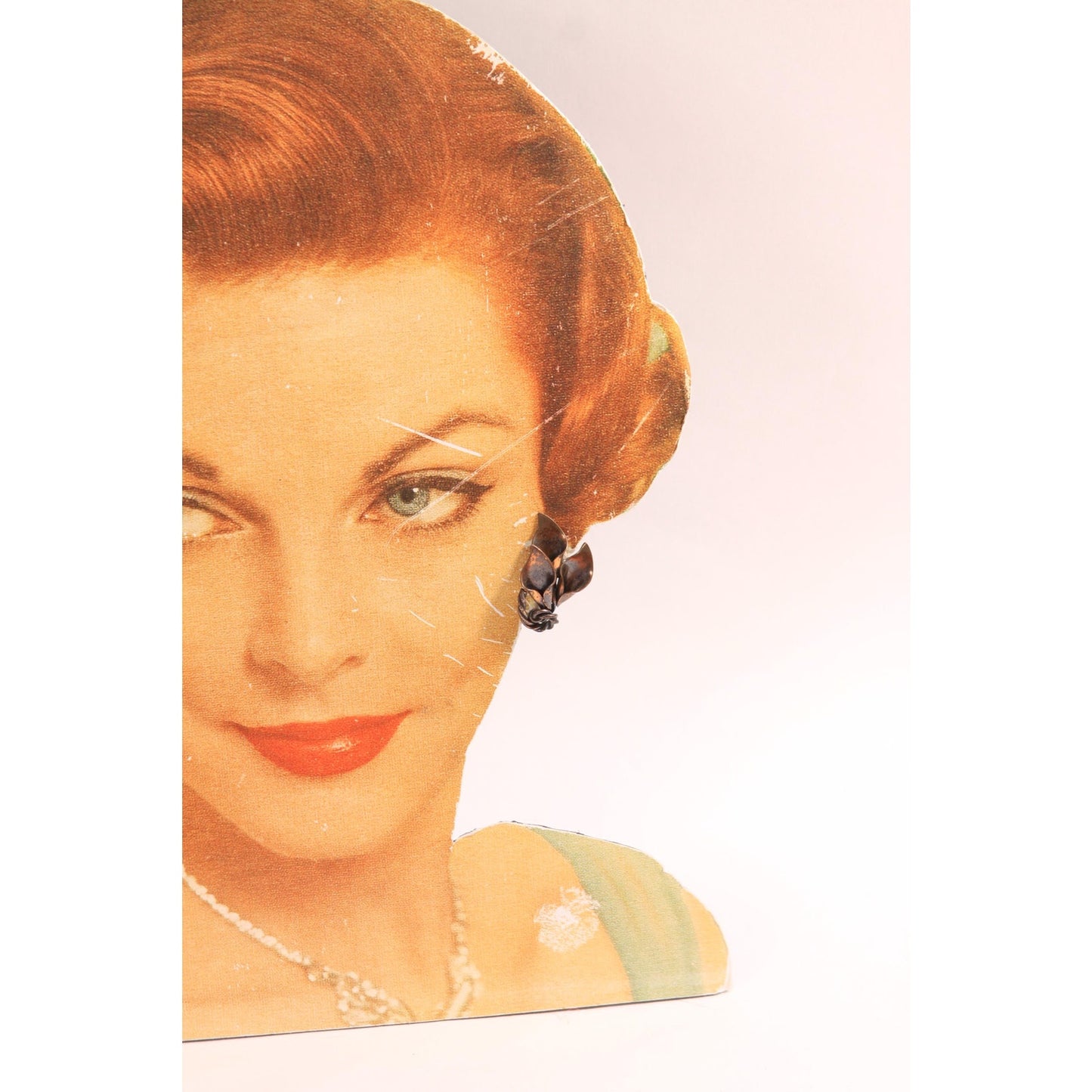 1950s Copper Metal Flower Lily Bouquet Screw Back Earrings