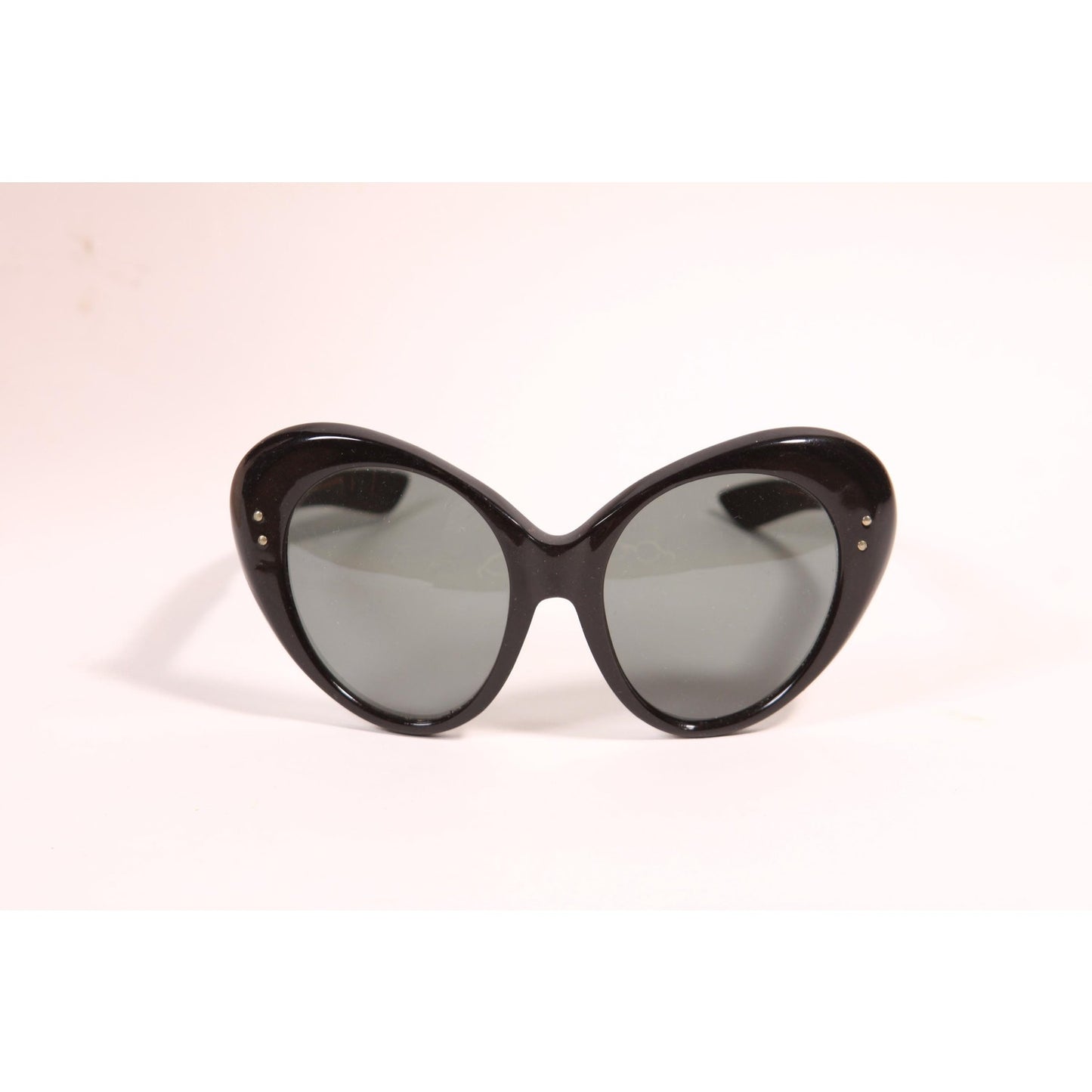 1950s 1960s Black Oversized Bug Eye Butterfly Cat Eye Frames Sunglasses by Omura France