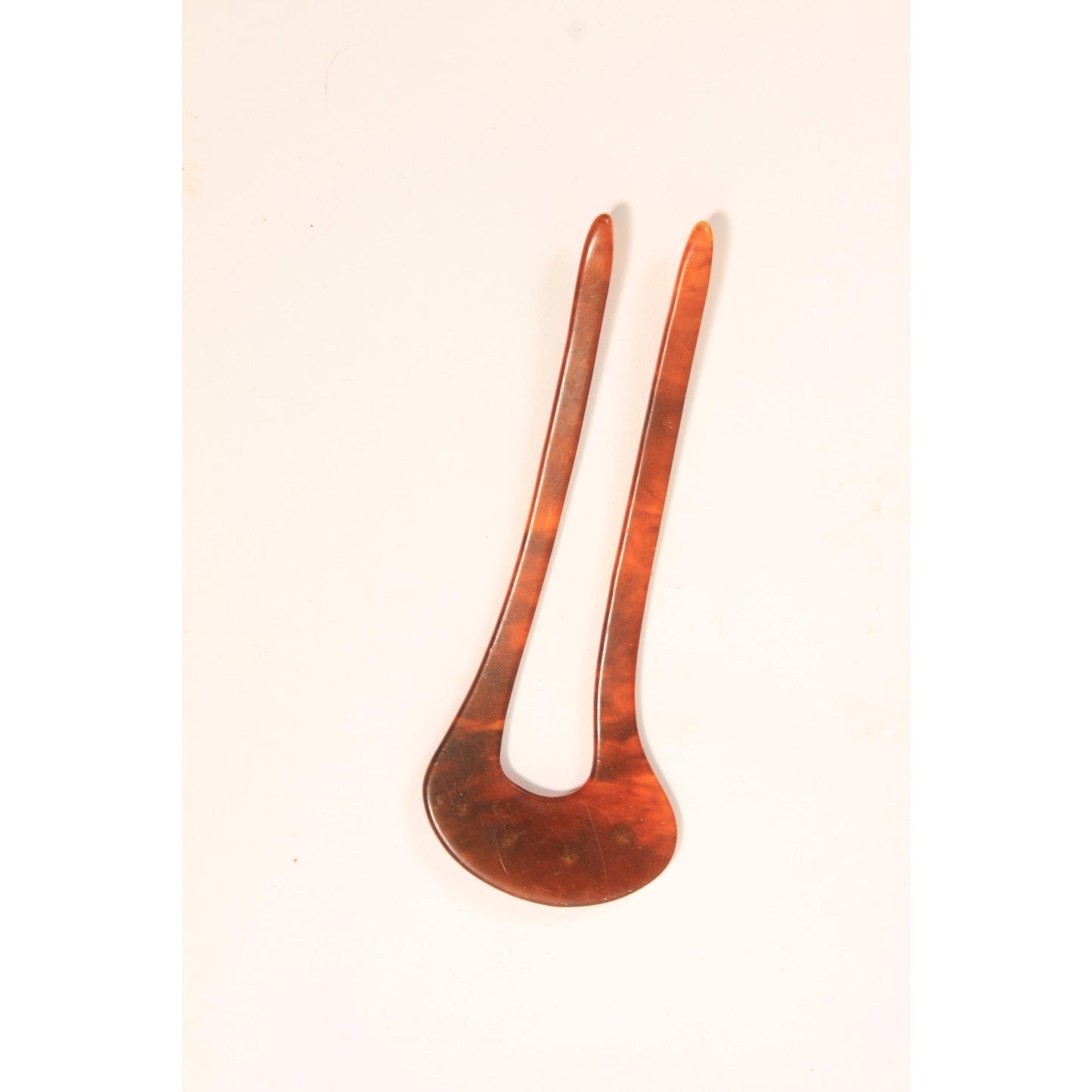 1910s 1920s Edwardian Tortoise Brown Rhinestone Curved Hair Fork Comb
