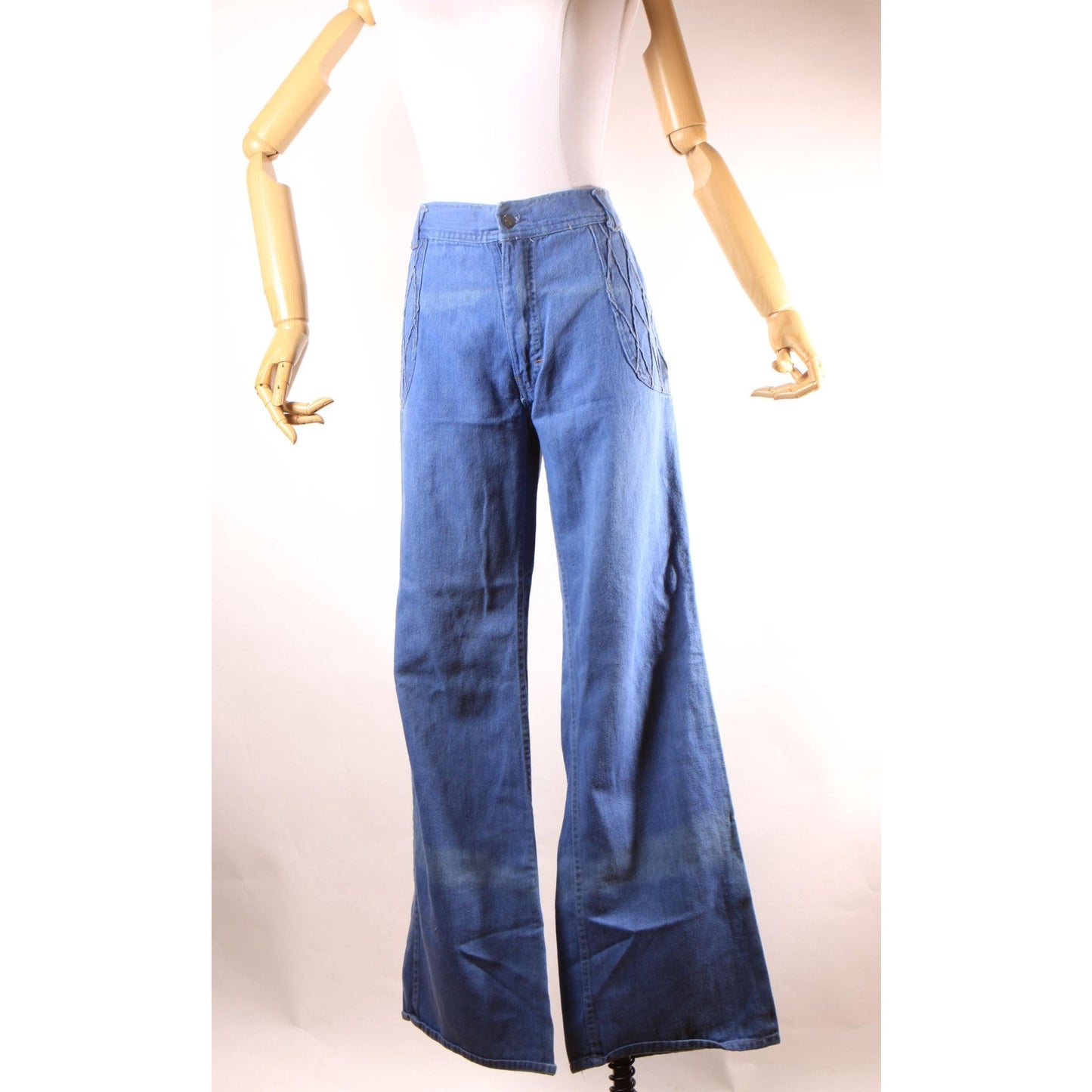 1970s Braided Woven Blue Denim Jeans by J. Daniel -34