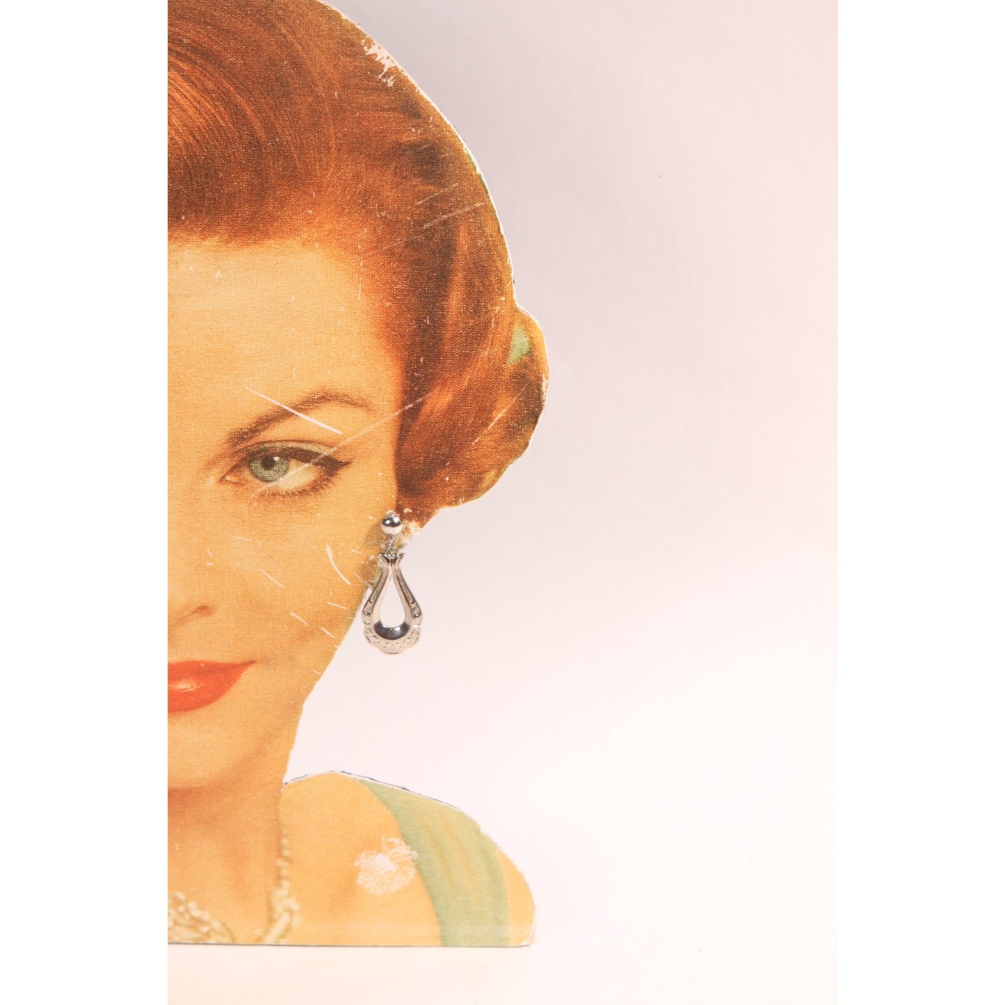 1950s 1960s Silver Tone Dangling Clip On Earrings