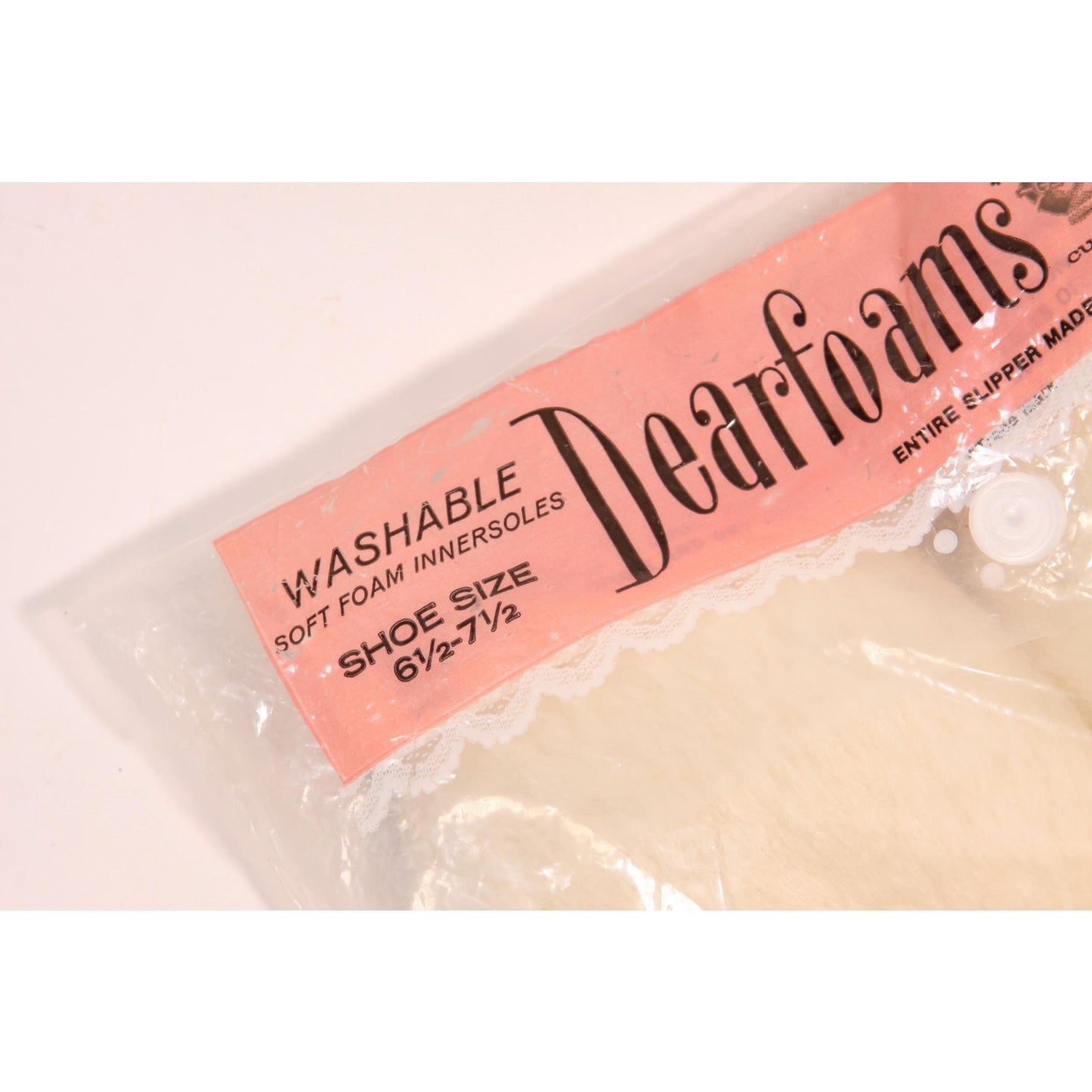 Deadstock 1950s 1960s Cream off White Fuzzy Faux Fur Slippers by Dearfoams-Size 6 1/2-7 1/2