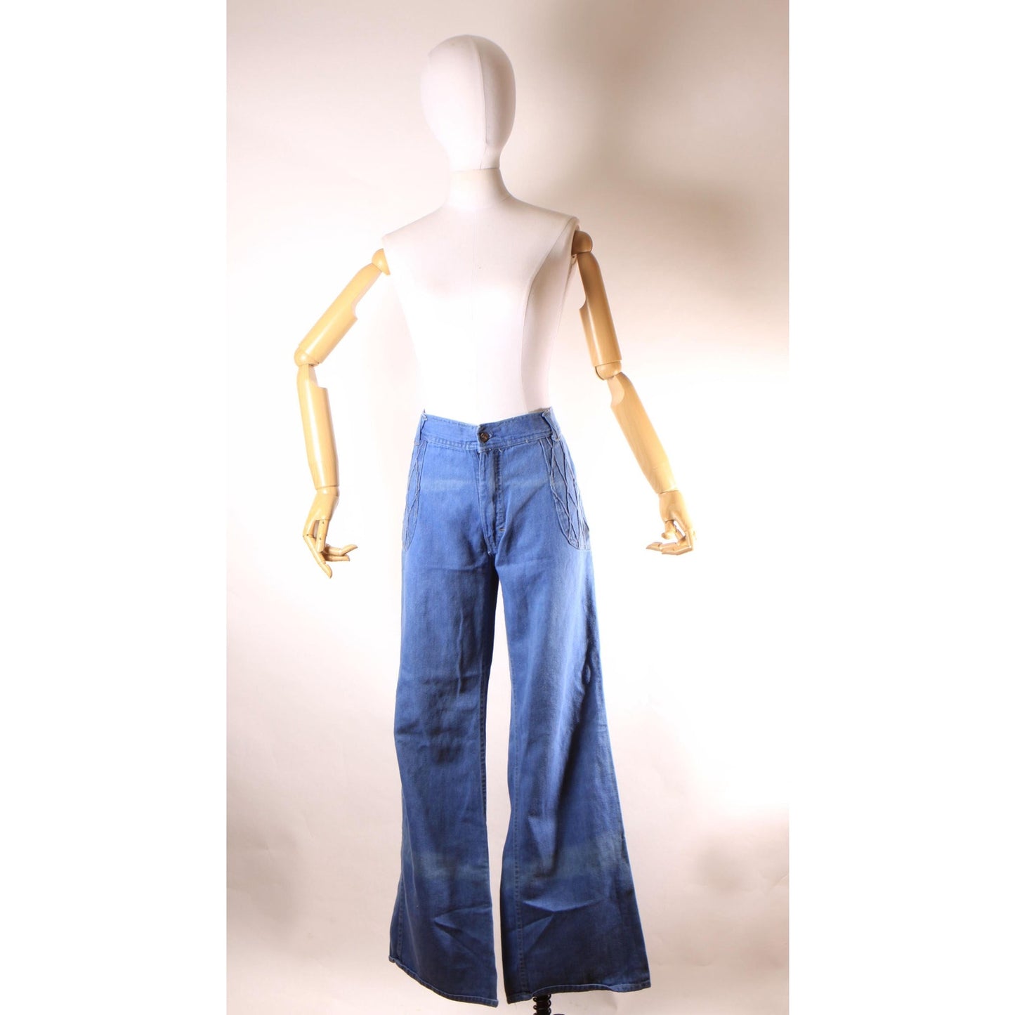 1970s Braided Woven Blue Denim Jeans by J. Daniel -34