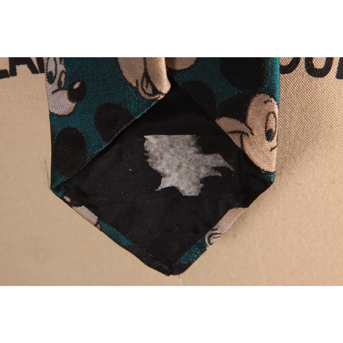 1980s Teal Blue, White and Black Novelty Mickey Mouse Necktie