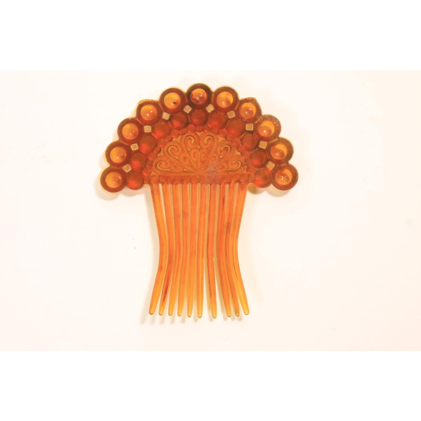 1930s 1940s Brown Plastic Fan Hair Comb