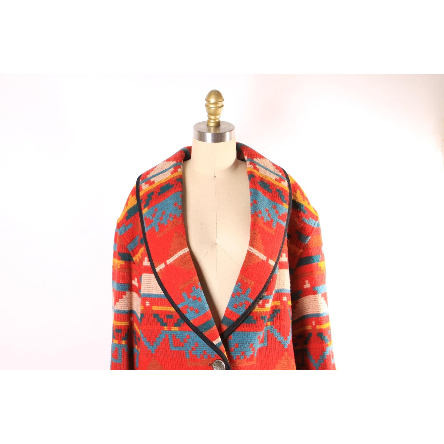 1980s Red, White, Yellow and Blue Southwestern Western Long Sleeve Coat by Ashley Scott -XL