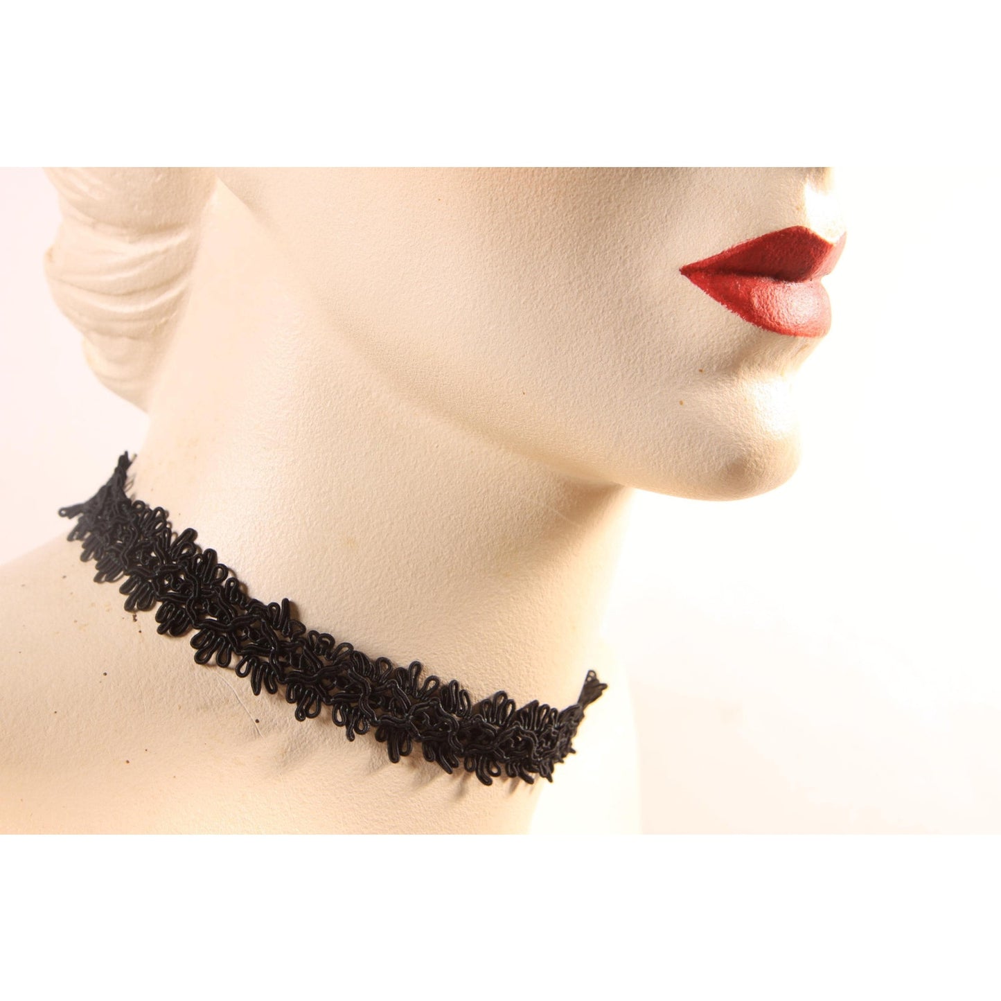 1970s Black Lace Gothic Choker Necklace
