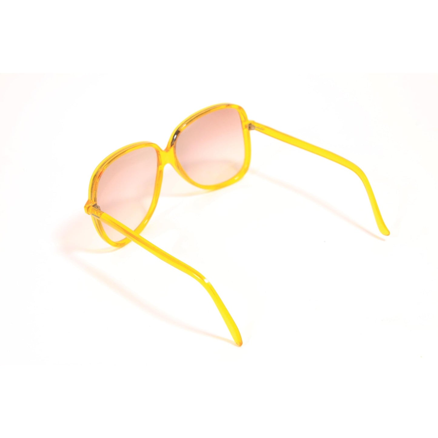 1970s Clear Yellow Oversized Plastic Frame Brown Tint Lenses Italy Sunglasses