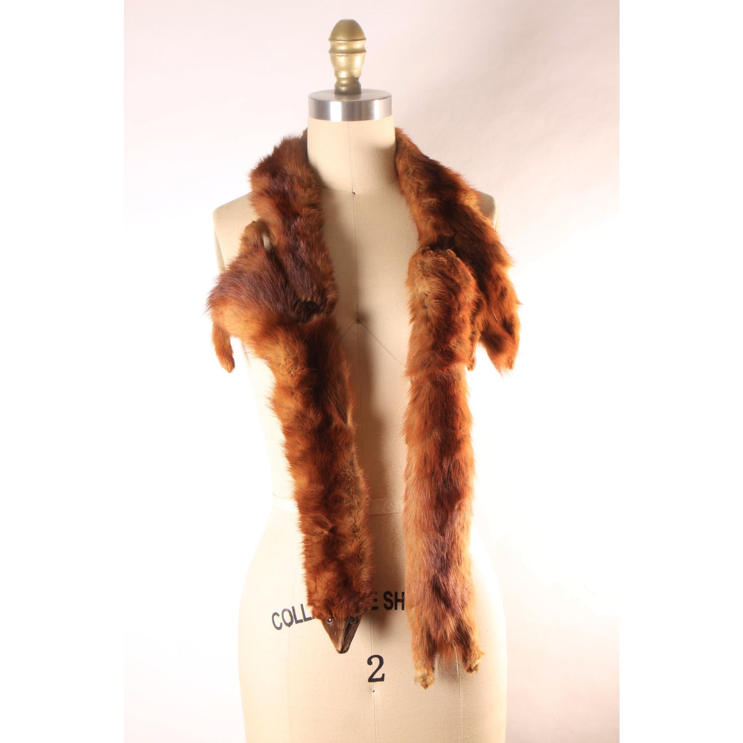 1950s Reddish Brown Mink Fur Three Piece Fur Wrap Shawl