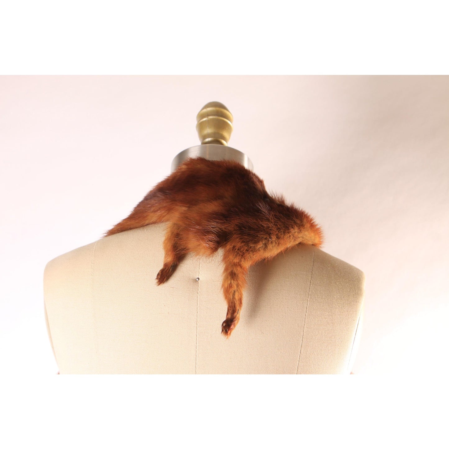 1950s Reddish Brown Mink Fur Three Piece Fur Wrap Shawl