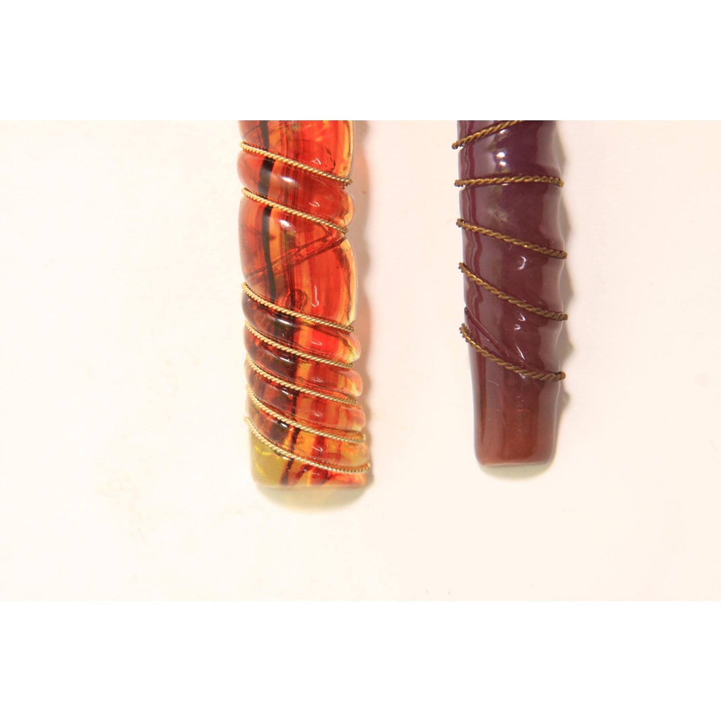 1940s 1950s Brown Tortoise and Purple Plastic Set of 2 Hair Barrette Clips