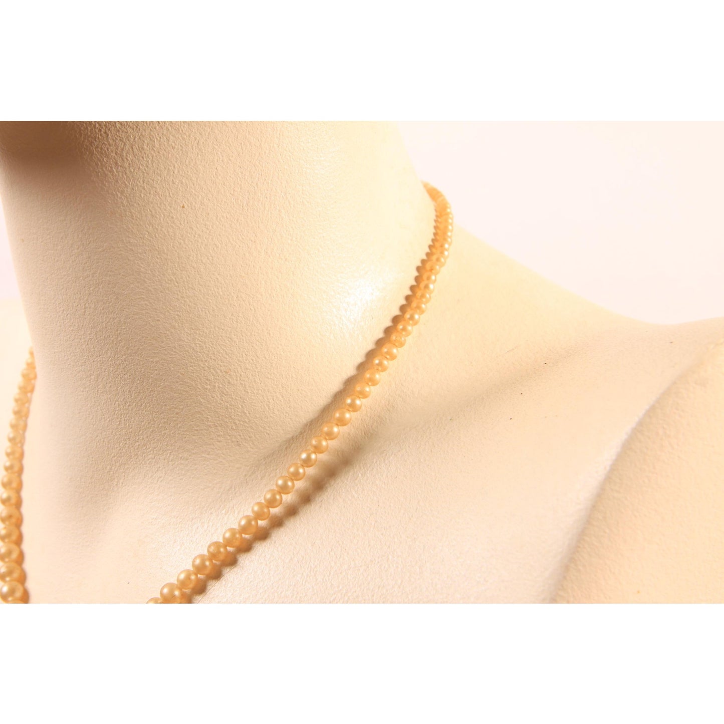 1930s Pale Pink Cream Faux Pearl Beaded Necklace