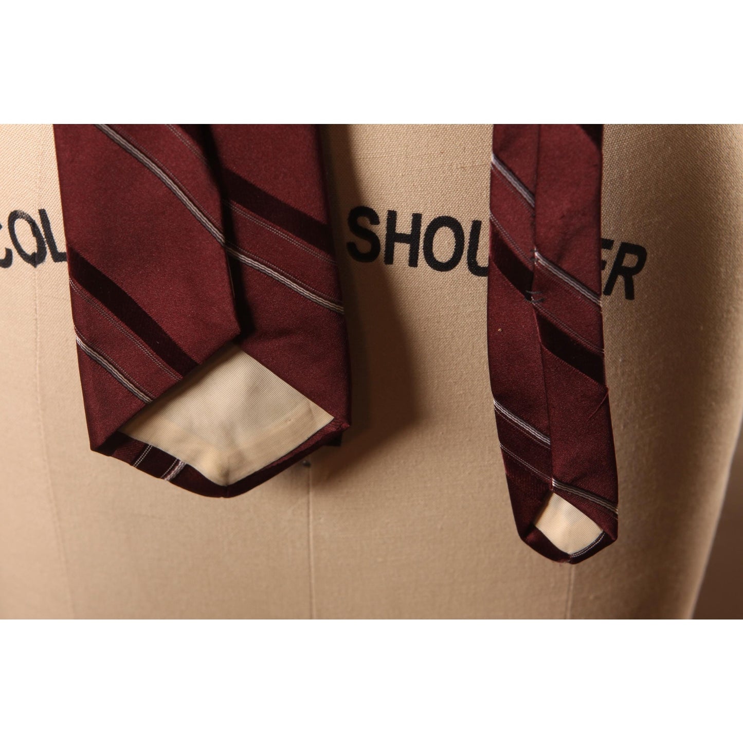 1950s Dark Red and White Striped Necktie Tie