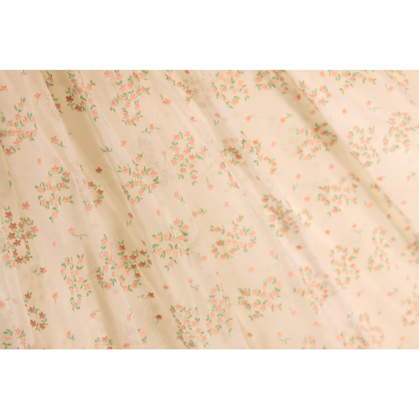1940s Cream Off White Pink and Green Floral Bow Flocked Velvet Strapless Floor Length Formal Dress