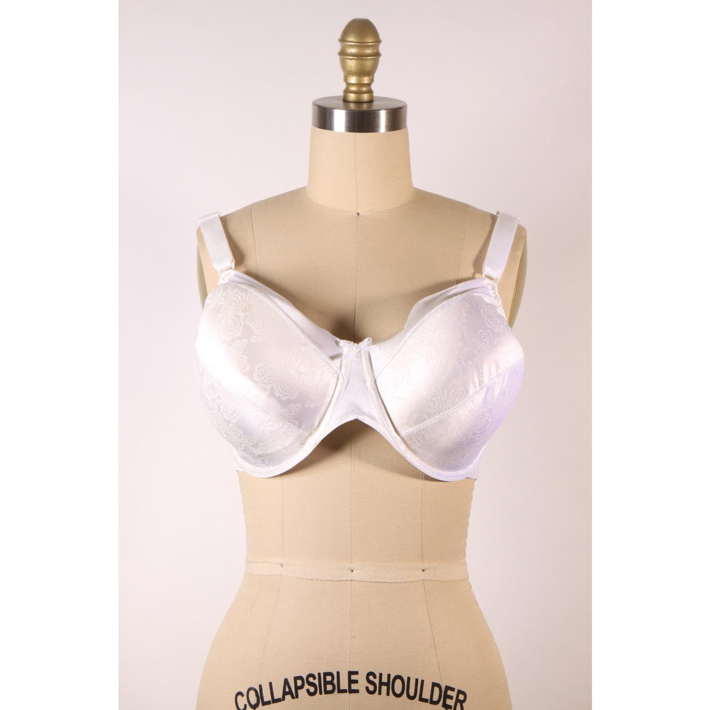 1980s White Floral Pattern Bow Detail Bra by Bali-38D