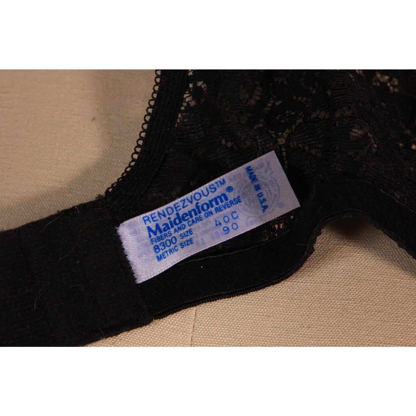1970s Black Sheer Lace Bra by Rendezvous Maidenform-40C