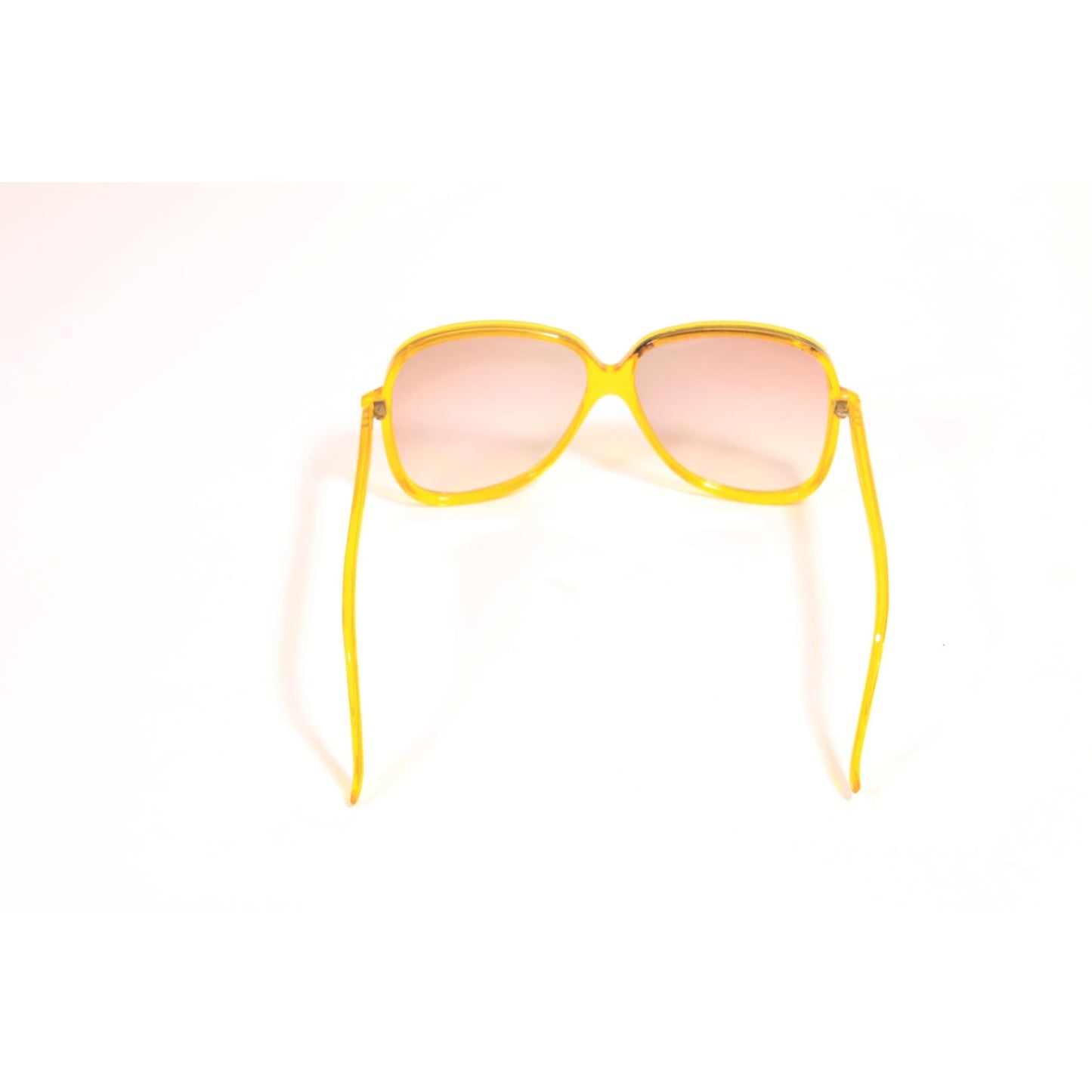 1970s Clear Yellow Oversized Plastic Frame Brown Tint Lenses Italy Sunglasses