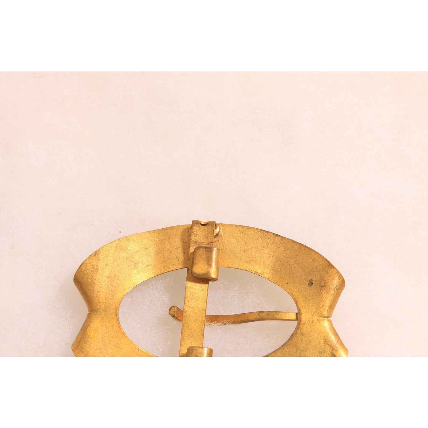 Antique 1900s 1910s Edwardian Art Nouveau Gold Tone Metal Belt Buckle