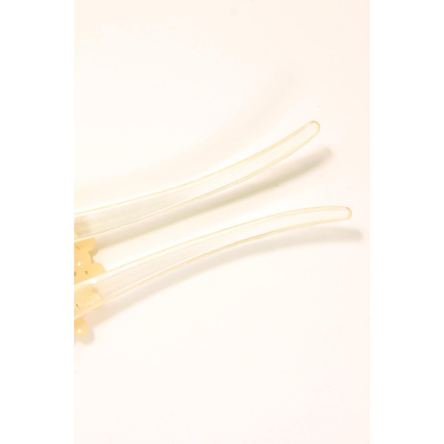 1940s 1950s Cream Rhinestone Floral Circle Hair Comb Fork