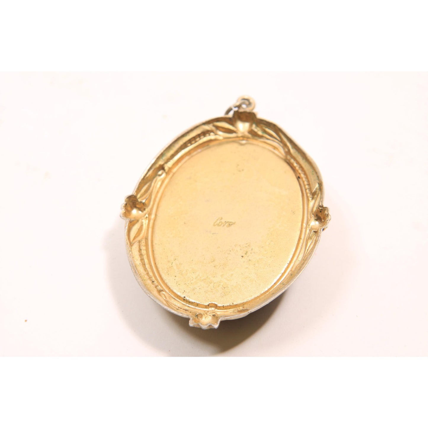 1950s 1960s Black and Gold Tone Metal Necklace Pendant by Coro