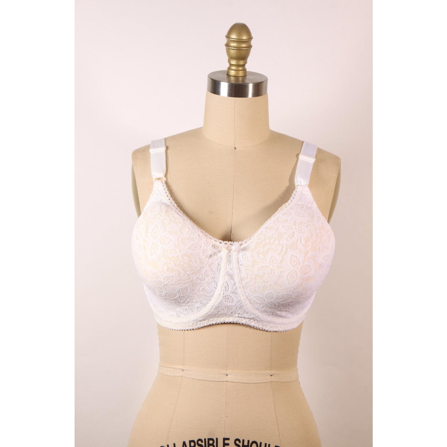 1980s Sheer White Floral Lace Bow Detail Bra by Bali-40D