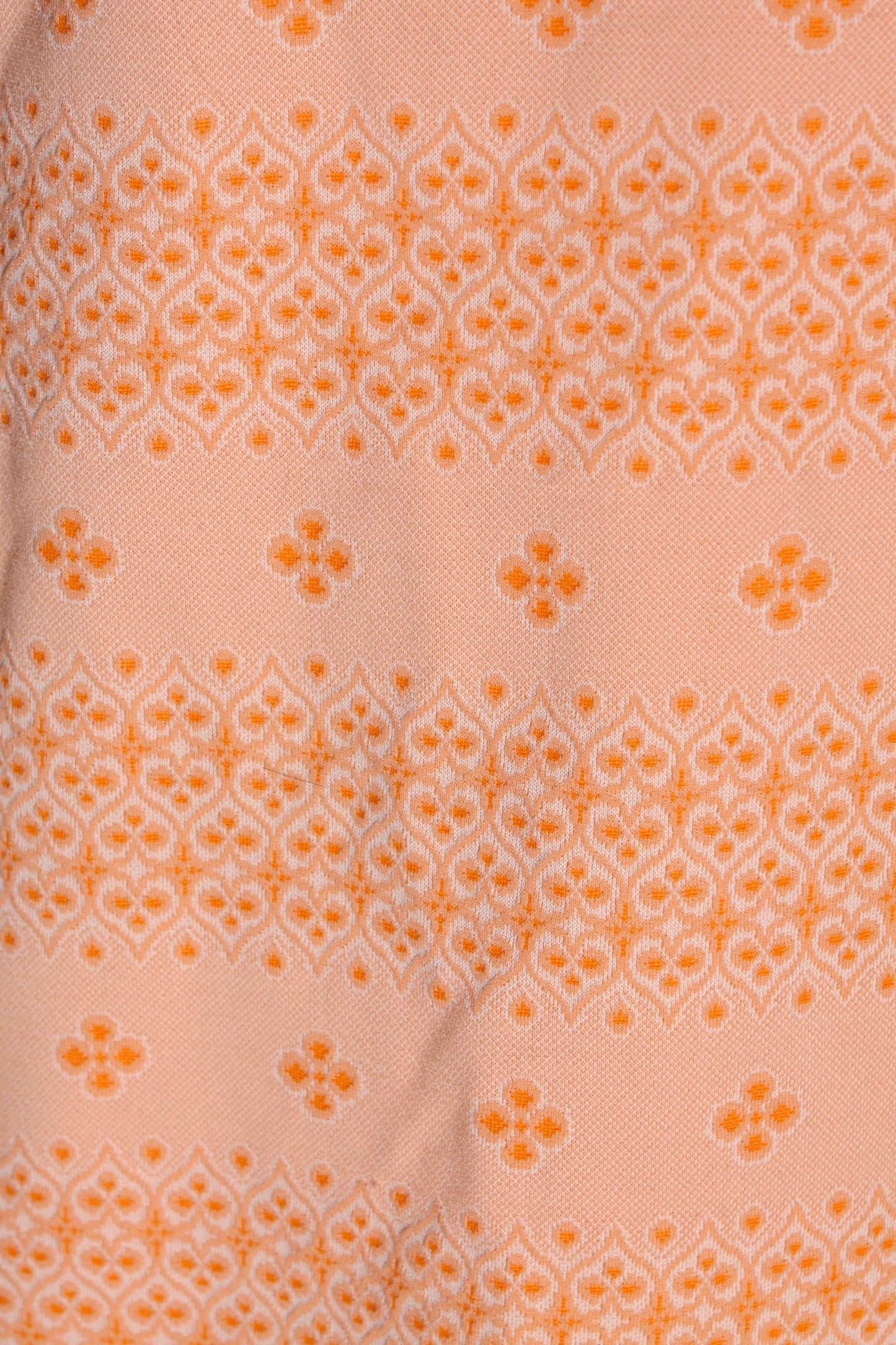 1960s Peach Pink Orange Geometric Sleeveless Polyester Shift Dress -L