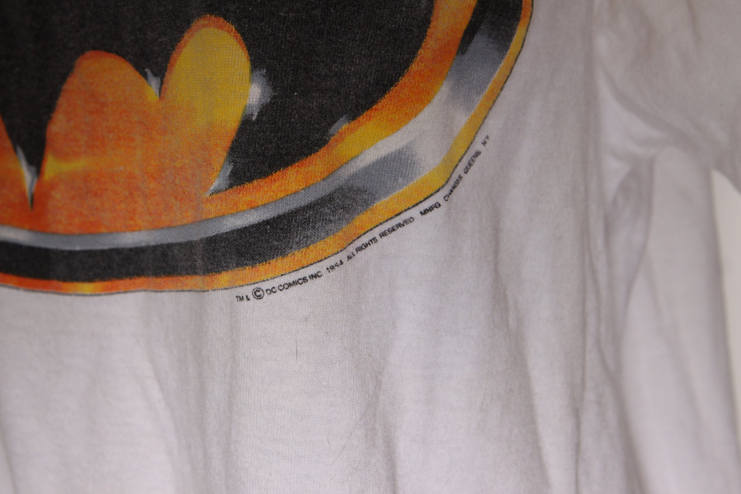 1990s 1994 White Short Sleeve Single Stitch Batman T Shirt by Fruit of the Loom -L