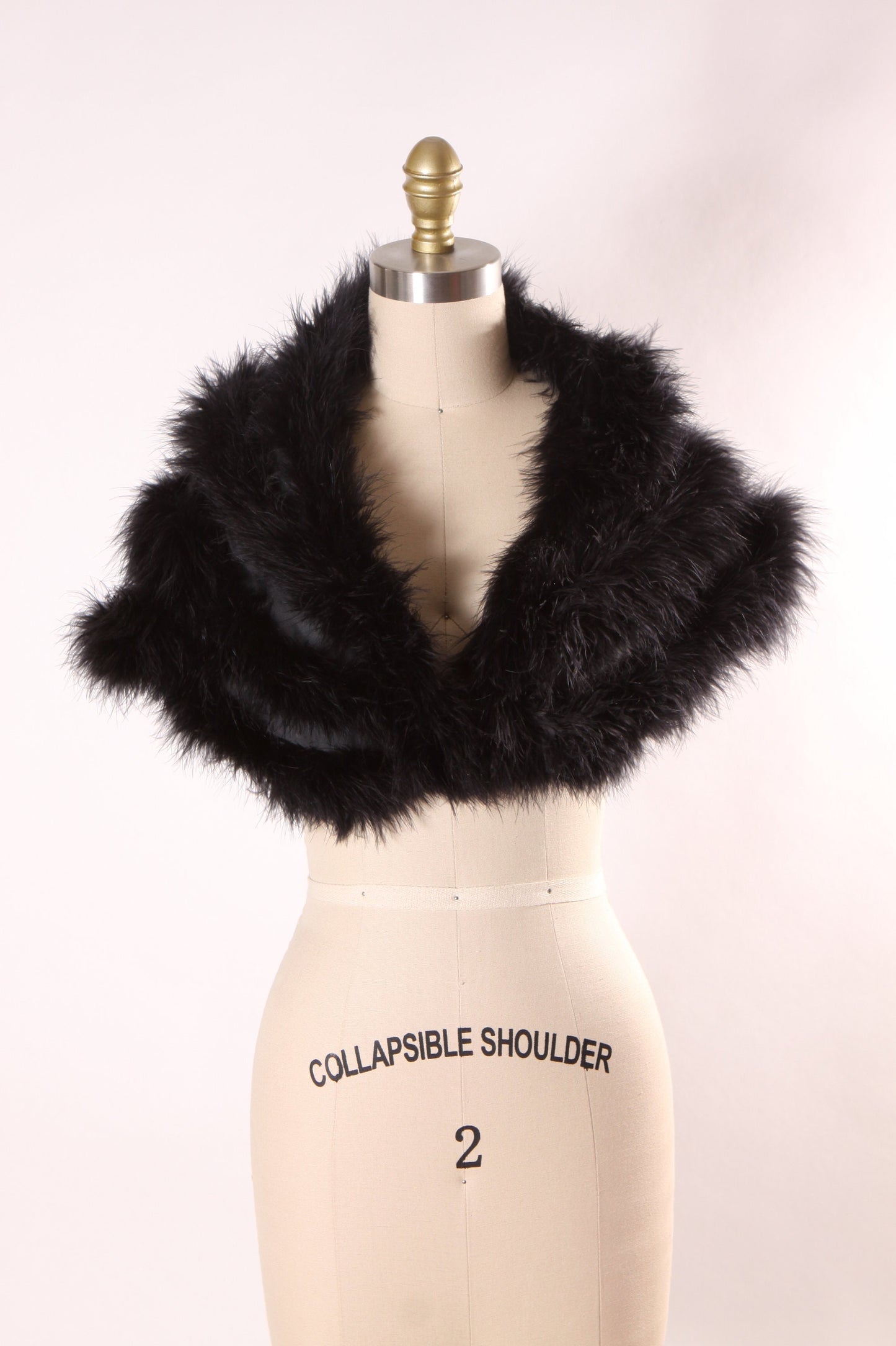 Late 1960s Early 1970s Black Marabou Feather Shoulder Wrap