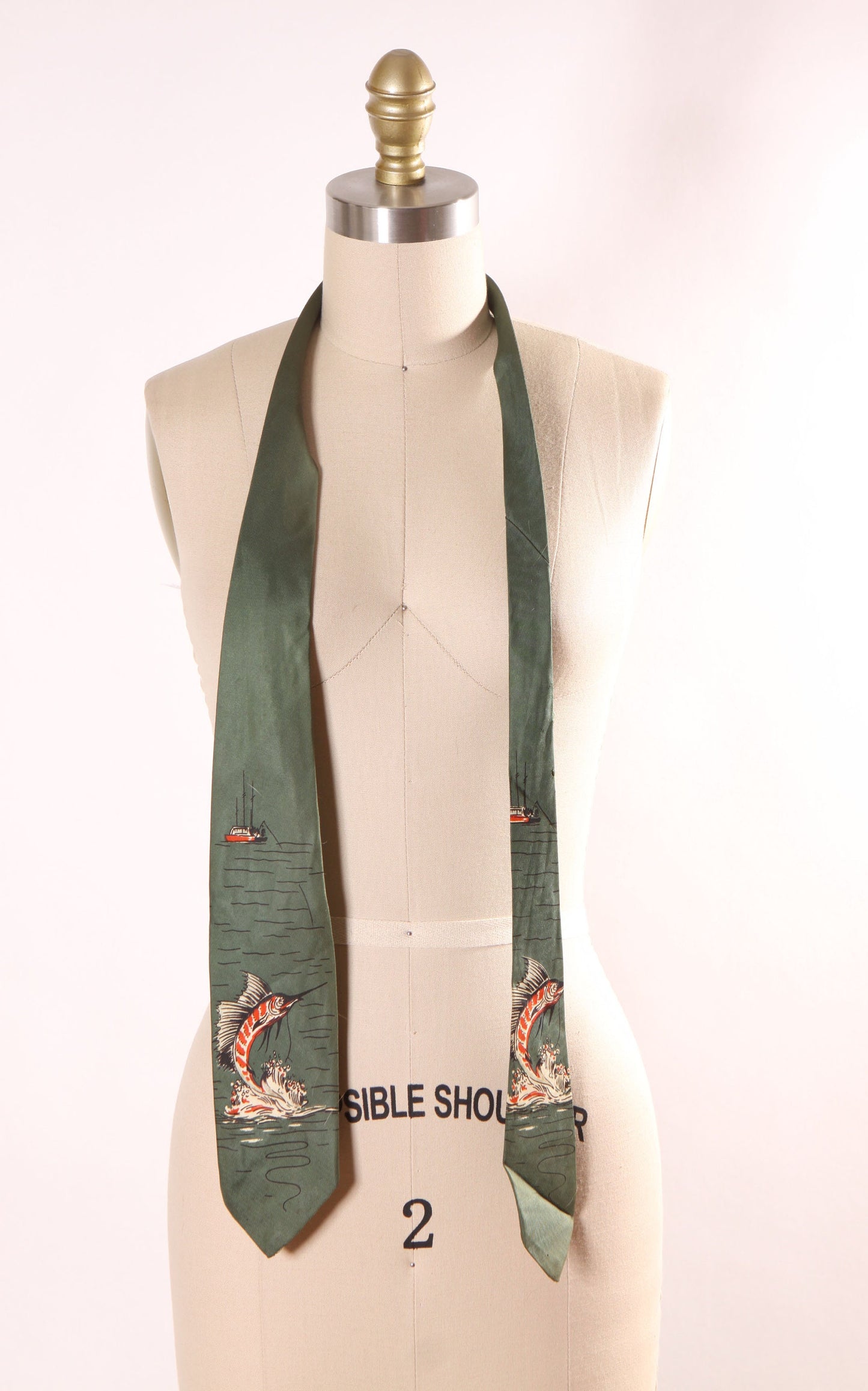 1950s Novelty Marlin Fishing Sea Nautical Necktie by Habana