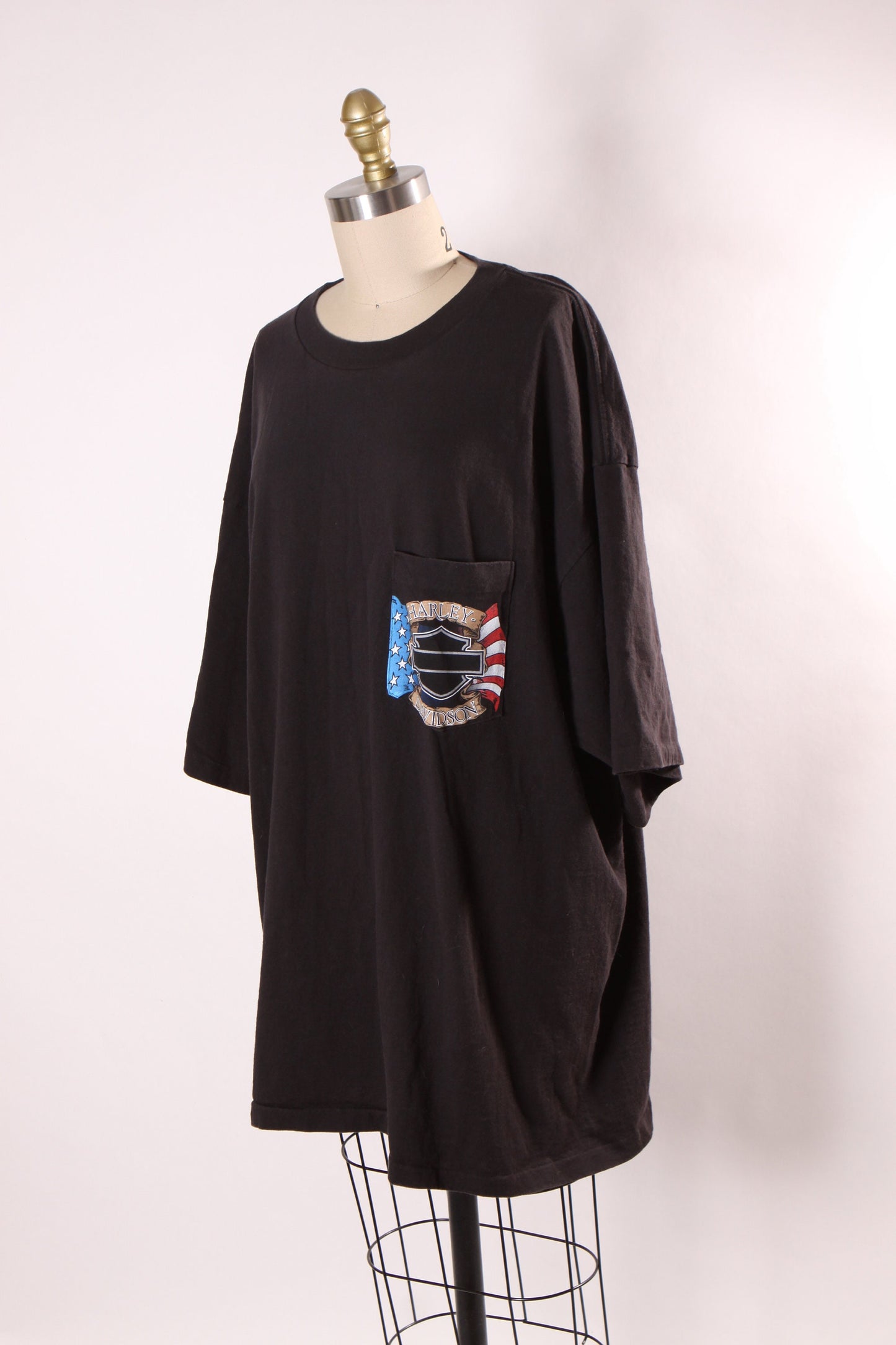 1990s Black Short Sleeve Single Stitch Harley Davidson Plus Size T-Shirt by Harley Davidson -2XL