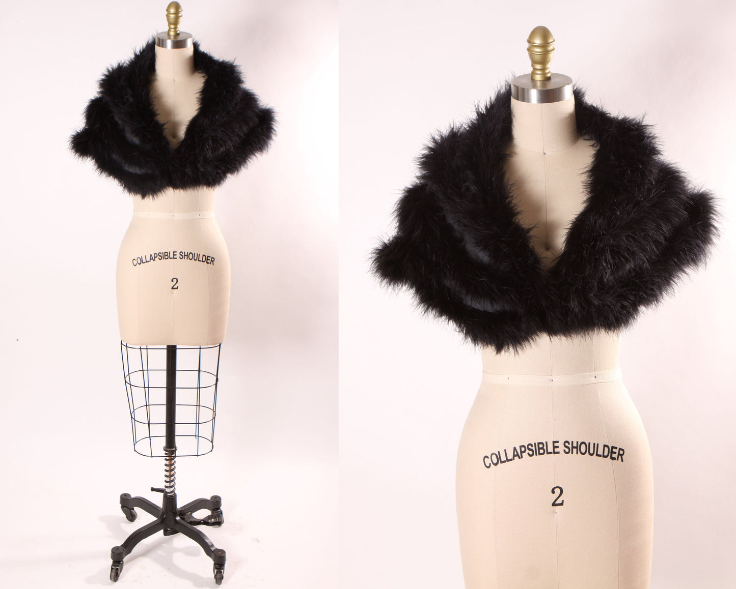 Late 1960s Early 1970s Black Marabou Feather Shoulder Wrap