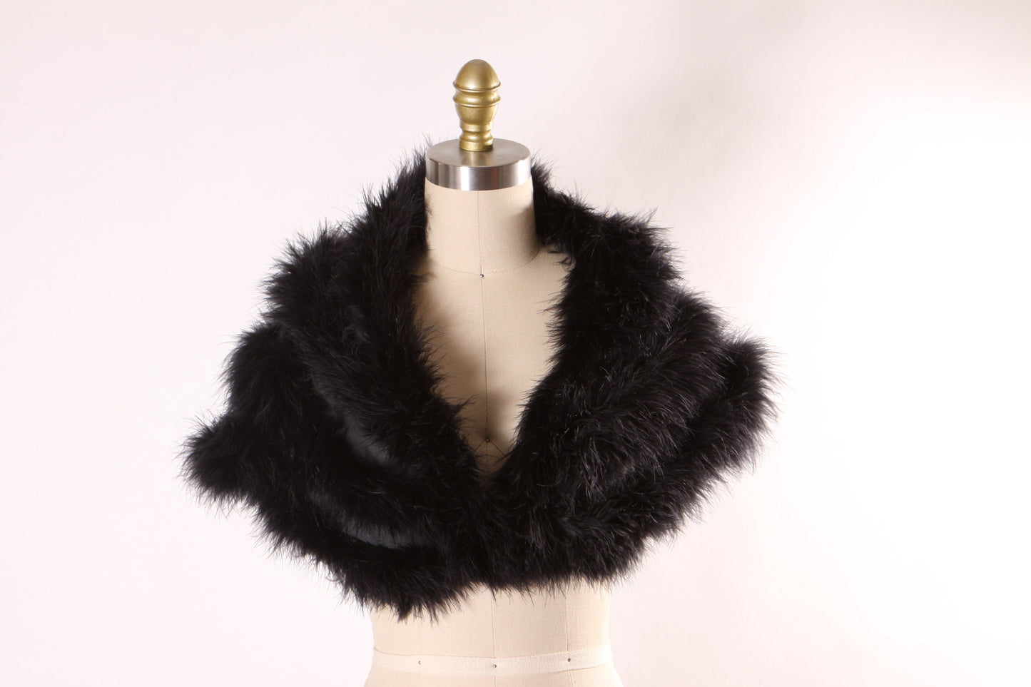 Late 1960s Early 1970s Black Marabou Feather Shoulder Wrap