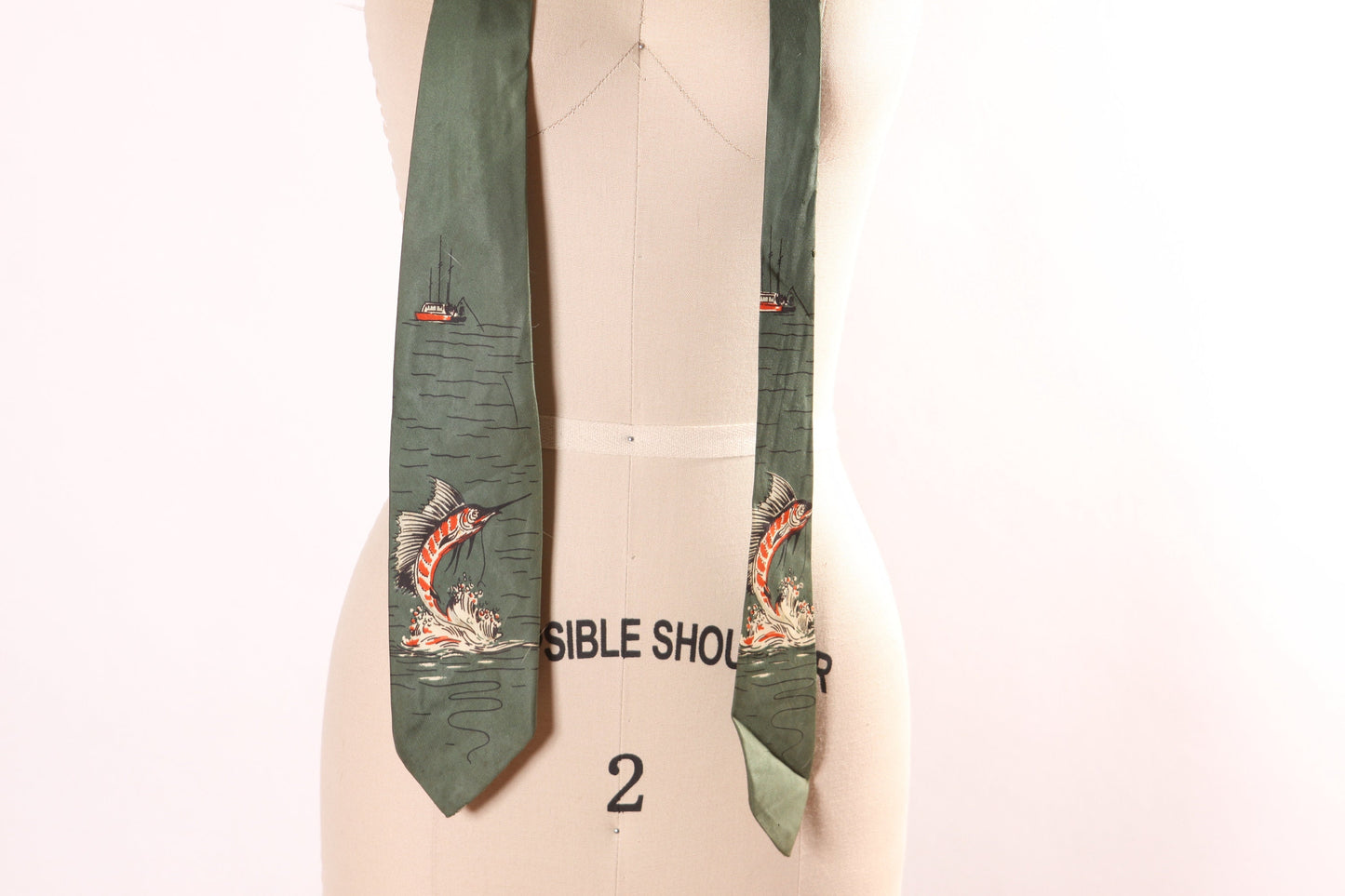 1950s Novelty Marlin Fishing Sea Nautical Necktie by Habana