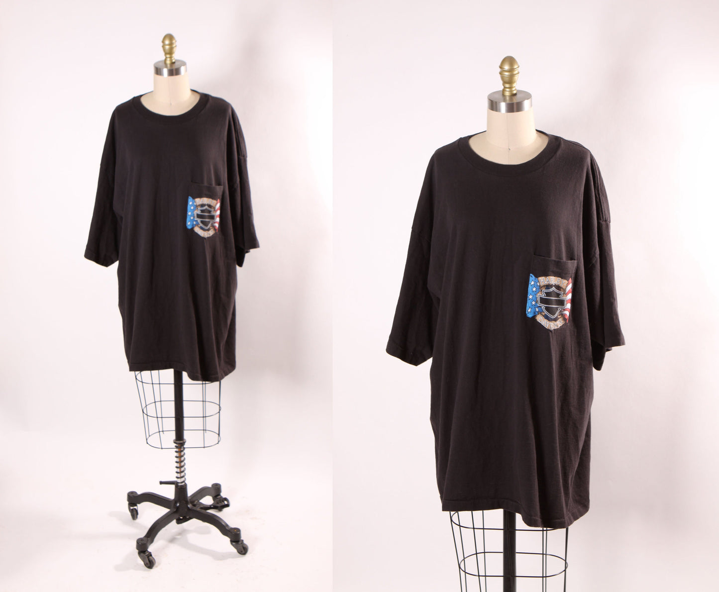 1990s Black Short Sleeve Single Stitch Harley Davidson Plus Size T-Shirt by Harley Davidson -2XL