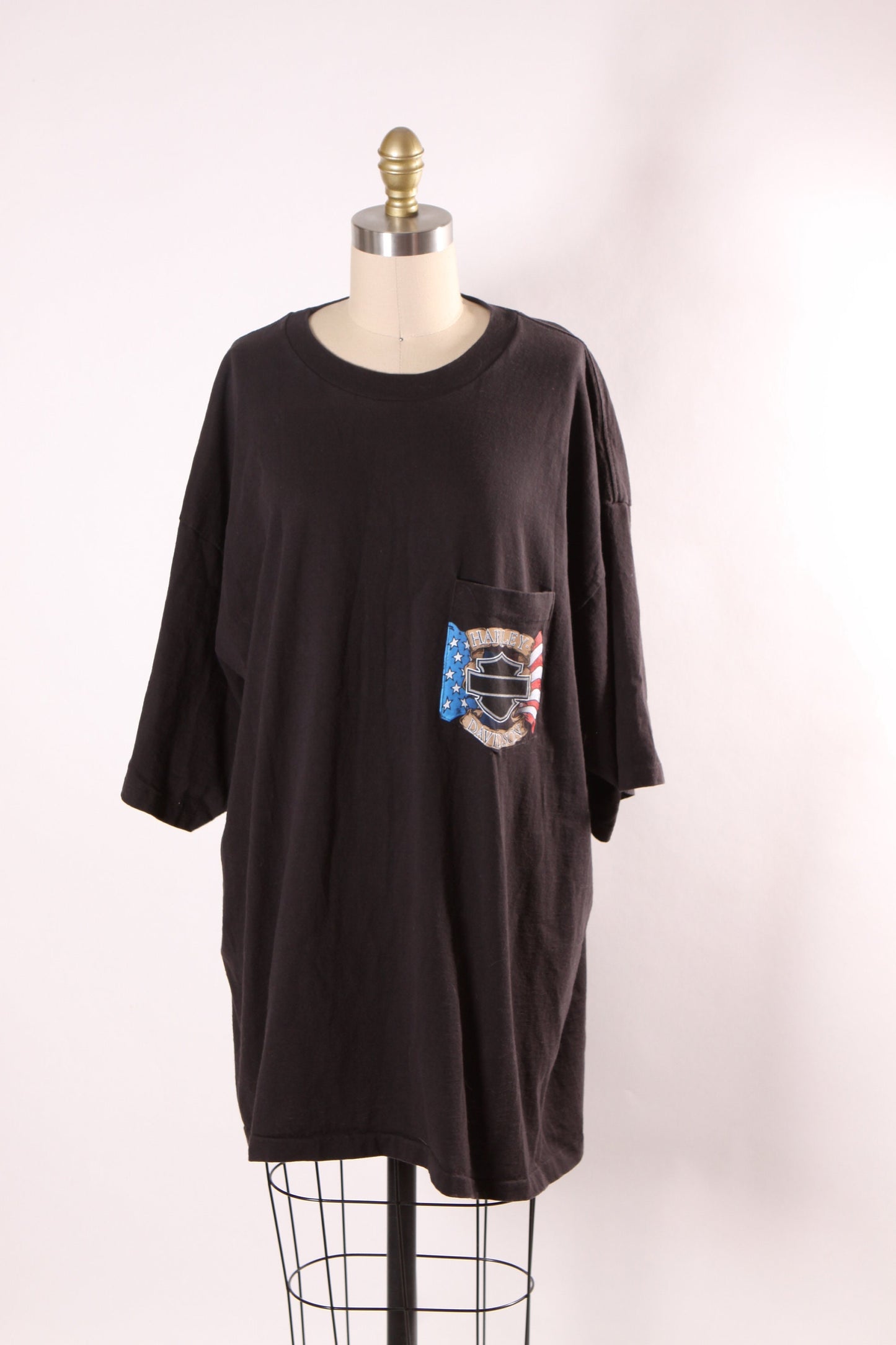 1990s Black Short Sleeve Single Stitch Harley Davidson Plus Size T-Shirt by Harley Davidson -2XL
