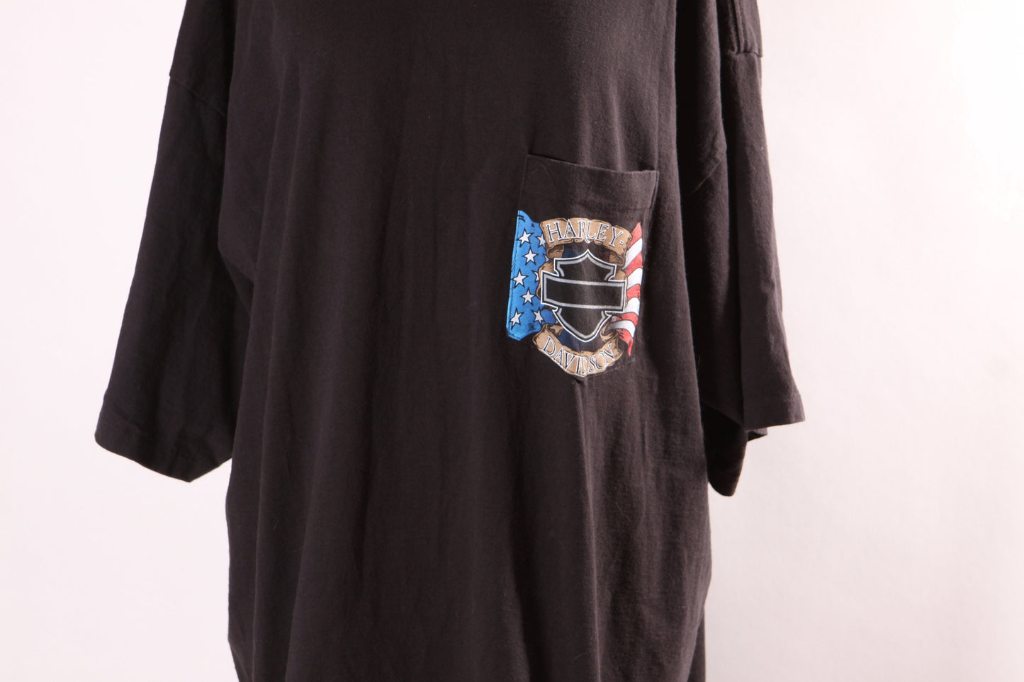 1990s Black Short Sleeve Single Stitch Harley Davidson Plus Size T-Shirt by Harley Davidson -2XL