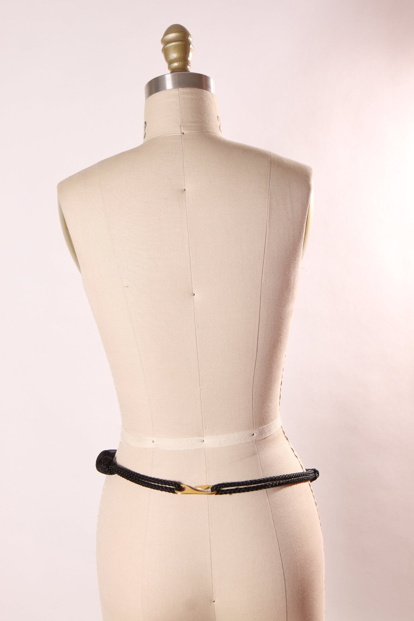 1980s Black Dark Pink Beaded Woven Belt