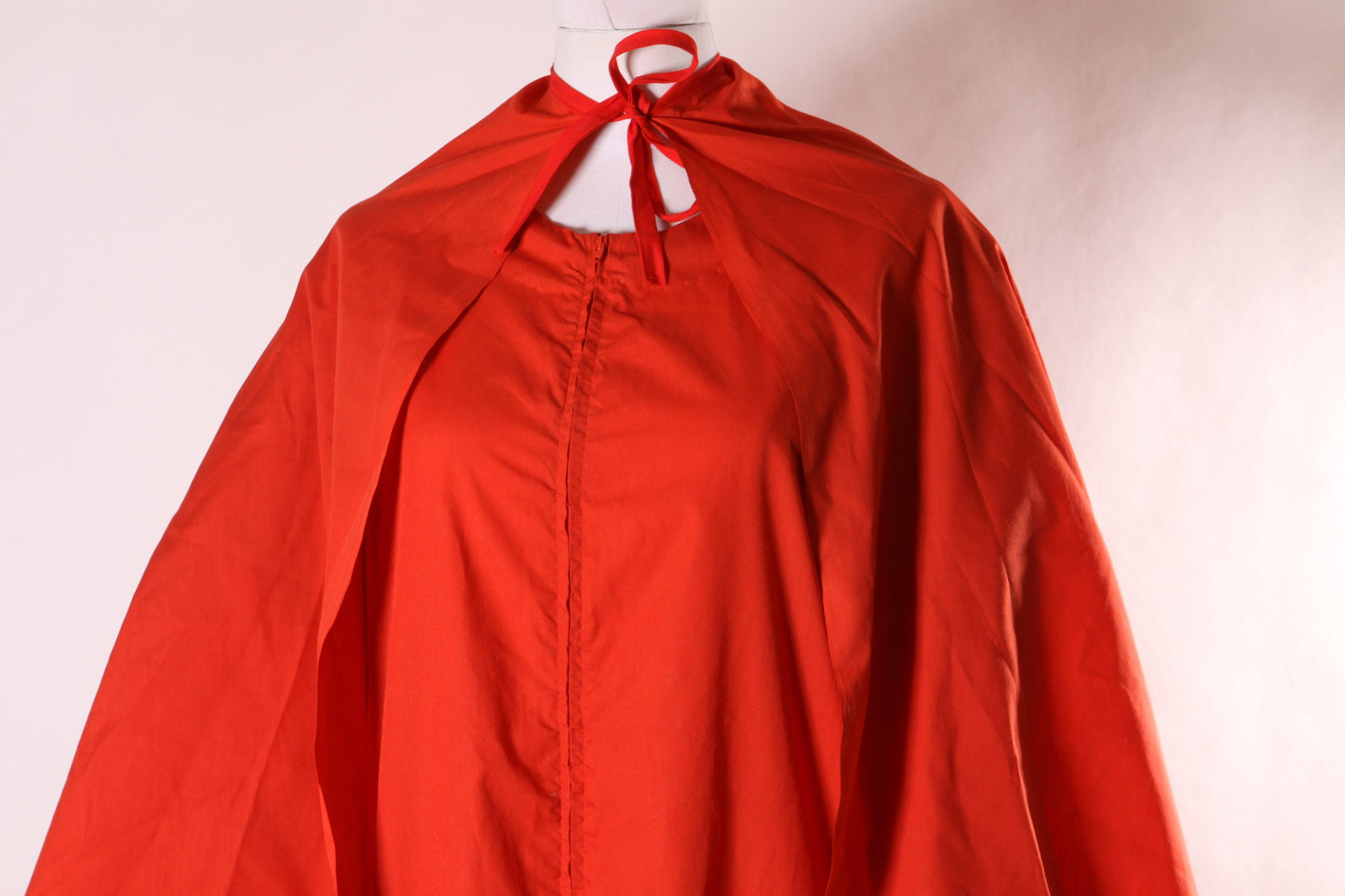 1970s 1980s Red Long Sleeve One Piece Jumpsuit with Matching Red Cape Pointed Tail Devil Costume -M