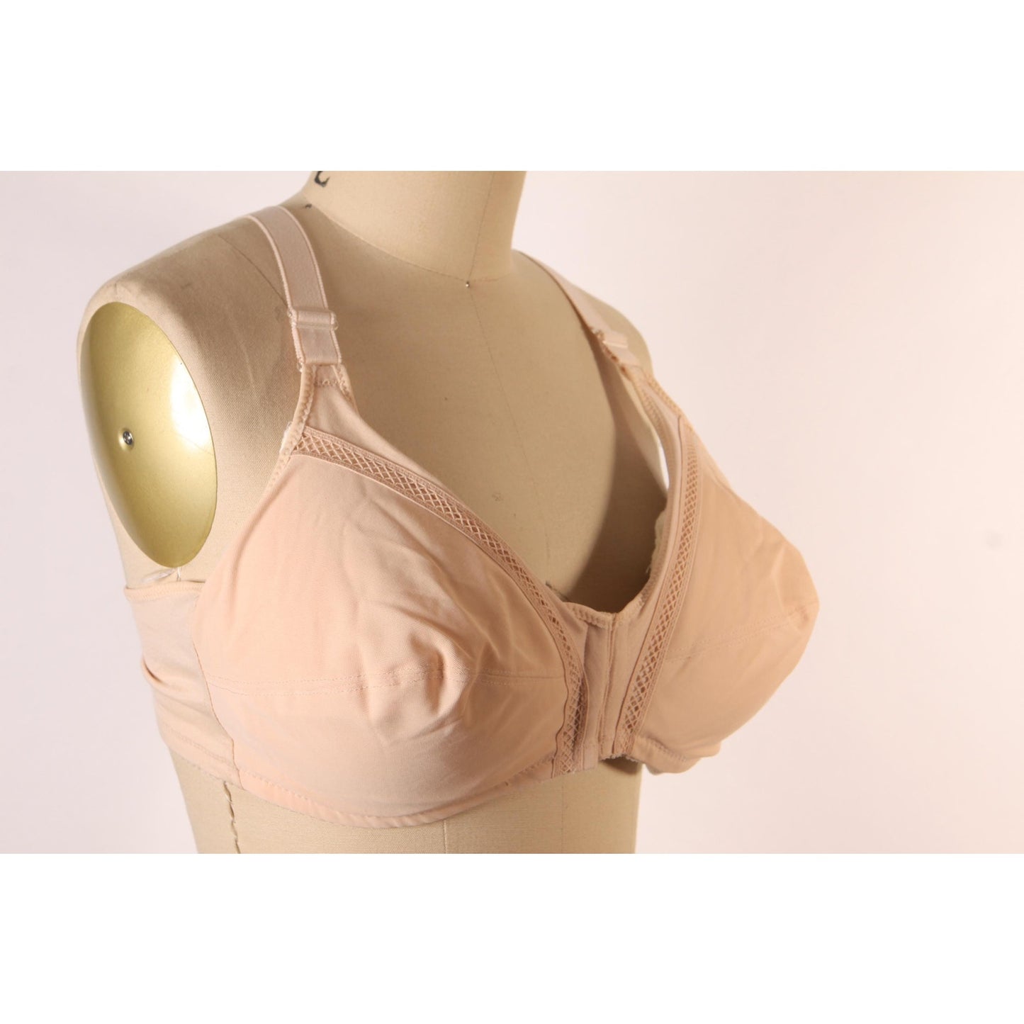 1980s Beige Skin Tone Front Clasp Halter Top Bra by Classique-38C and 40C